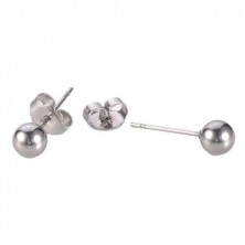 Earrings - steel 316L, balls in silver hue with smooth surface 