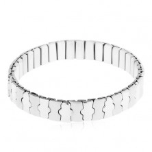 Extensible 316L steel bracelet, silver colour, shiny and matt links