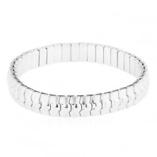 Flexible steel bracelet in silver colour, shiny matt cut links