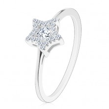925 silver engagement ring, sparkly star, round zircon in the middle