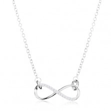 925 silver necklace, shiny flat infinity symbol, sparkly chain