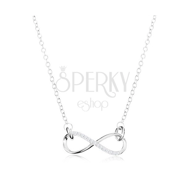 925 silver necklace, shiny flat infinity symbol, sparkly chain