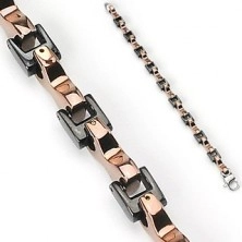 Bracelet made of surgical steel - bicoloured, links in black and copper colour