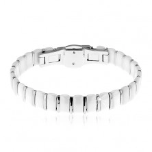 Bracelet made of surgical steel and white ceramic - shiny narrow links