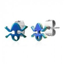 Colourful frog steel earrings 