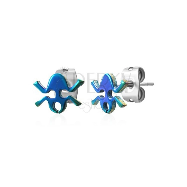 Colourful frog steel earrings 