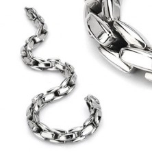 Bracelet made of 316L steel in silver colour, shiny chain composed of angular links