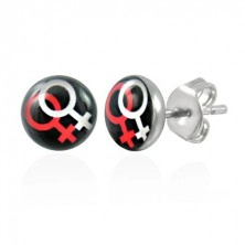 Black earrings made of 316L steel - GAY PRIDE symbol - female