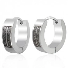 Huggie steel earrings with black chain pattern