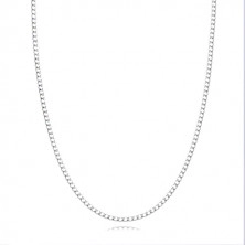 375 gold chain - rhodium-plated, flat oval links, 550 mm