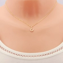 Pendant made of yellow 14K gold, good luck symbol - horseshoe with tiny dots