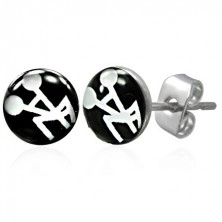 Black - white steel earrings - sexual pattern