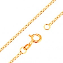 Chain made of yellow 9K gold - densely joined flat oval links, 500 mm