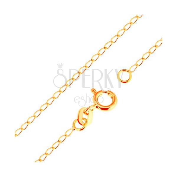 Chain made of yellow 18K gold - shiny flat oval links, 500 mm
