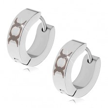 Earrings made of 316L steel in silver colour - black circle ornament
