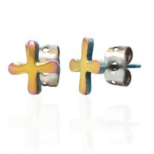 Colourful steel earrings with TABONO symbol
