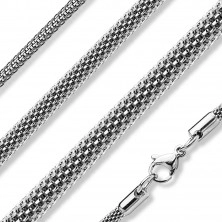 Chain made of surgical steel, hollow roll composed of densely plaited links