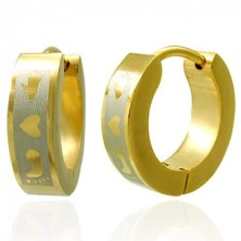 Golden colour steel earrings - foot, heart, hand