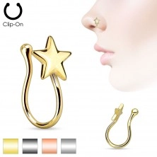 Fake nose piercing made of 316L steel, shiny five-point star