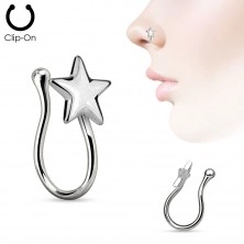 Fake nose piercing made of 316L steel, shiny five-point star