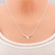 Necklace made of 925 silver, two joined waves, clear zircons, fine chain