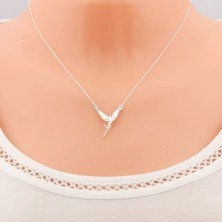 Necklace made of 925 silver, shiny fairy with engraved wings, thin chain