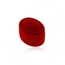 Red oval box for earrings or two rings, velvet surface