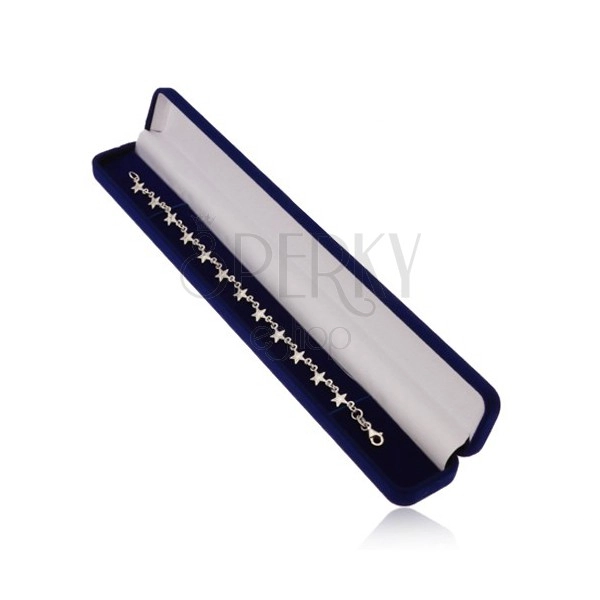 Elongated gift box - narrow, velvet surface in dark blue colour