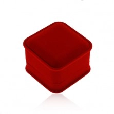 Velvet box for ring or earrings, angular shape, red hue