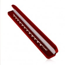 Gift box in claret colour - narrow, elongated, with velvet surface