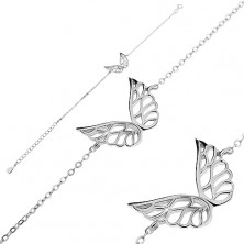 925 silver bracelet - cut angel wings, chain composed of oval links