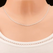Chain made of white 14K gold - elongated links with radial grooves, 440 mm