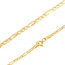 585 gold bracelet, three oval links, one elongated part, 200 mm