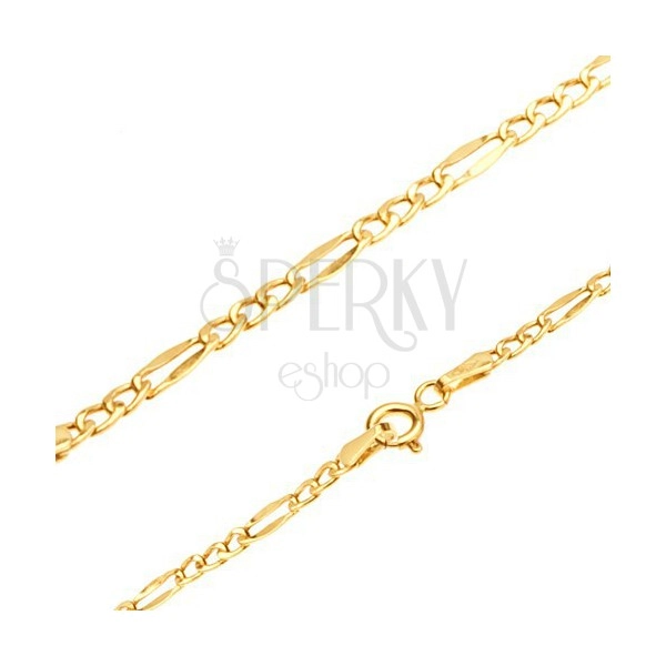 585 gold bracelet, three oval links, one elongated part, 200 mm