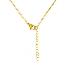 Steel necklace, pendant MY BABY on chain composed of oval links, gold colour