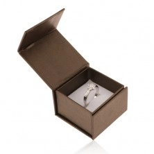 Gift box for ring or earrings, brown with pearly shine, magnet