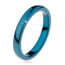 Ring made of tungsten - smooth blue band, rounded, 3 mm