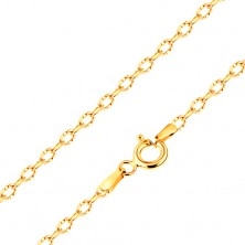 Chain made of yellow 14K gold, shiny oval links with notches, 450 mm