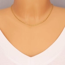 Chain made of yellow 14K gold, shiny oval links with notches, 450 mm