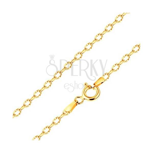 Chain made of yellow 14K gold, shiny oval links with notches, 500 mm