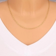 Chain made of yellow 14K gold, shiny oval links with notches, 500 mm