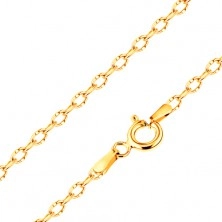 Bracelet made of yellow 14K gold, shiny oval links with notches, 185 mm