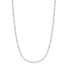 Shiny chain made of white 14K gold, oval links with tiny notches, 450 mm