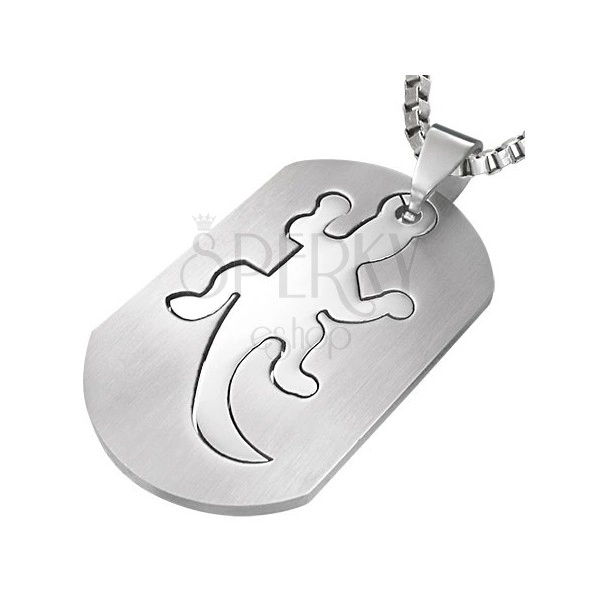 Stainless steel tag pendant - lizard
