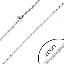 Steel chain in silver hue - shiny bevelled prisms, 2 mm