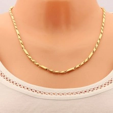 Chain made of surgical steel, gold hue, longer and shorter angular links, 3 mm