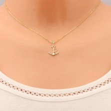 Pendant made of combined 14K gold - anchor with twisted rope