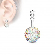 Accessory to stud earring, sparkly ball with embedded zircons