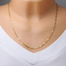 Chain made of yellow 14K gold - oval and elongated links, oblong, 550 mm