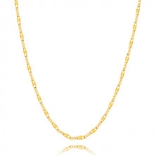 Chain made of yellow 14K gold - oval and elongated links, oblong, 550 mm